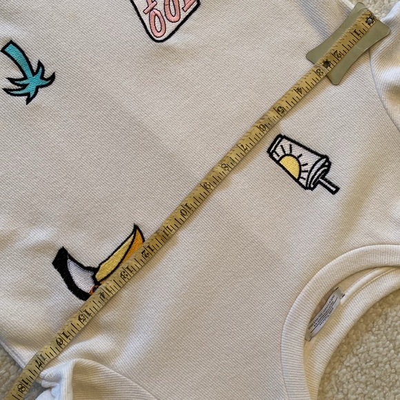 Zara Trafaluc White Short Sleeve Boxy T-Shirt Mini Dress w embroidered patches - Picture 10 of 11